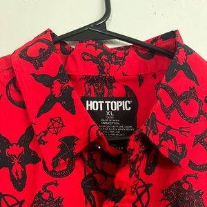 Hot Topic Red Devil Woven Button-Up Hot Topic Exclusive